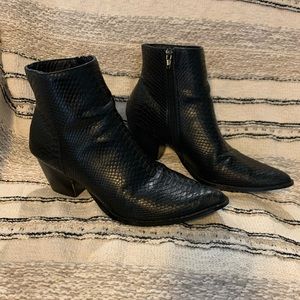 Matisse Spirit Black Leather Snake Print Boots